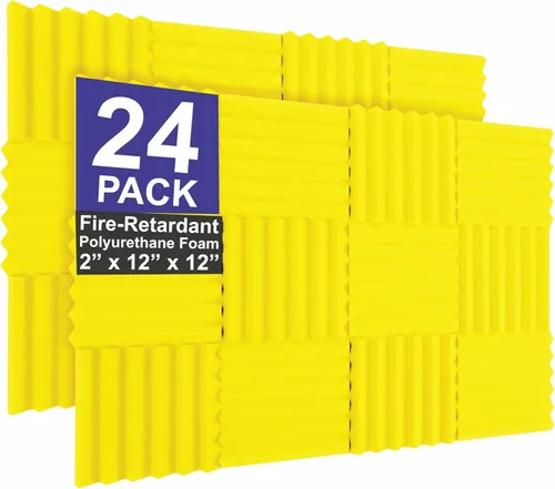 Miniatura 12 de Foam Factory Inc Paquete de 24 Paneles de Espuma Acústica de Color para Estudio Insonorización Azulejos de Pared en Forma de Cuña 12" X 12" X 2