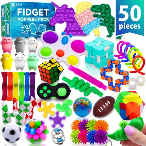 Paquete de 50 juguetes para ansiedad, recuerdos de fiesta para niños de 8 a 12 años, rellenos de calcetines, juguetes sensoriales a granel para