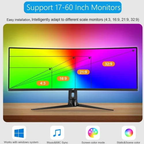 Miniatura 9 de Retroiluminación LED para TV, tira de luces LED para TV, tira de luz inteligente, tira de luz de sincronización de monitor de computadora