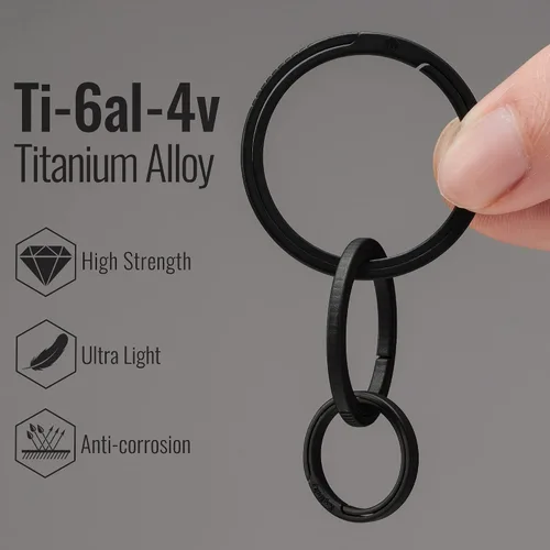 Miniatura 7 de KeyUnity KM14BK Titanium EDC Abridor de botellas Llavero Clip con anillo D y anillo dividido de titanio KA02BK BundleV