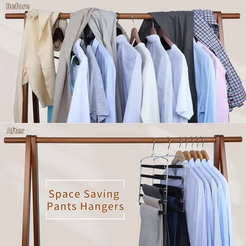 Miniatura 2 de TOPIA HANGER Perchas para pantalones que ahorran espacio, paquete de 3 organizadores de pantalones con brazo oscilante para armario, organizador