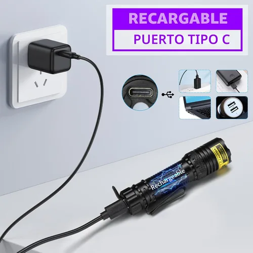 Miniatura 6 de Linterna UV DARKBEAM de 395nm, luz negra, mini pero potente, linterna de luz negra recargable por USB-C, LED, enfocable, lámpara de bosque