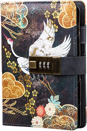 Miniatura 7 de CAGIE Diario con cerradura A6 pequeño diario de bloqueo para adultos, carpeta de piel sintética, 6 anillos, dragón, 6.9 x 4 pulgadas