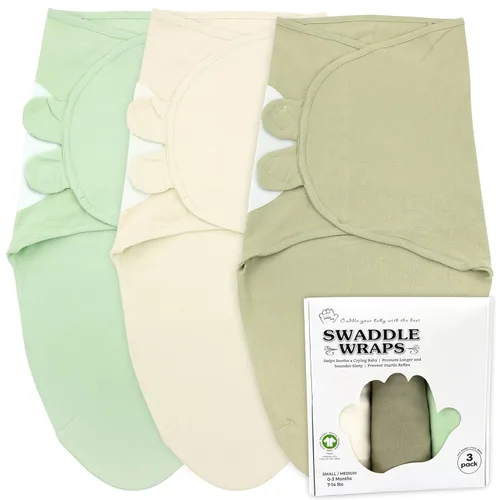 Miniatura 39 de Mantas para envolver para recién nacidos – Juego de 3 mantas para bebés de 0-3 meses – Saco de dormir ajustable – Bufanda suave de algodón orgánico