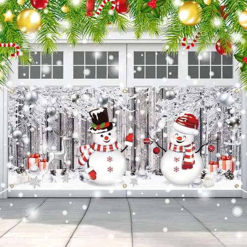 Miniatura 8 de Qeeenar Decoraciones Navideñas para Puerta de Garaje Establo de la Natividad Cubierta de Puerta de Garaje 6 x 13 pies Pesebre para Escena