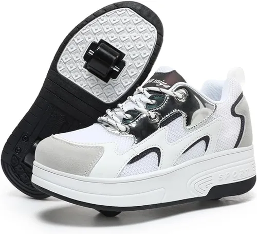 Miniatura 7 de Wooowyet - Zapatos con ruedas recargables para patinar para niños, unisex, con luces LED, moda