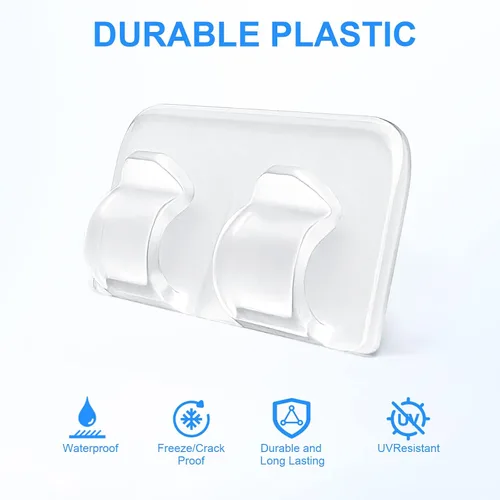 Miniatura 2 de Ganchos para clips de luces de cadena para exteriores: 25 piezas de clips de cable resistentes con tiras adhesivas impermeables para colgar luces