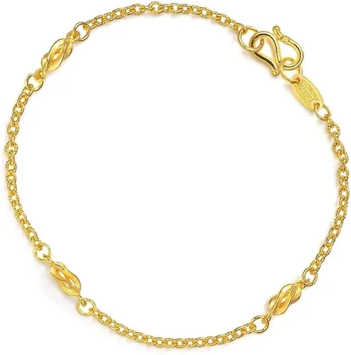 CHOW SANG SANG 999.9 - Colección de regalos chinos de oro de 24 quilates, precio por peso, pulsera de cadena lisa de oro de 0.13 oz para mujer
