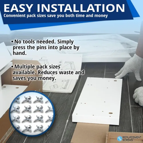 Miniatura 6 de ReplacementScrews 16 pines Billy para estantería/clavijas compatibles con IKEA Parte 131372 - Soportes de estante de aleación de zinc fundido a