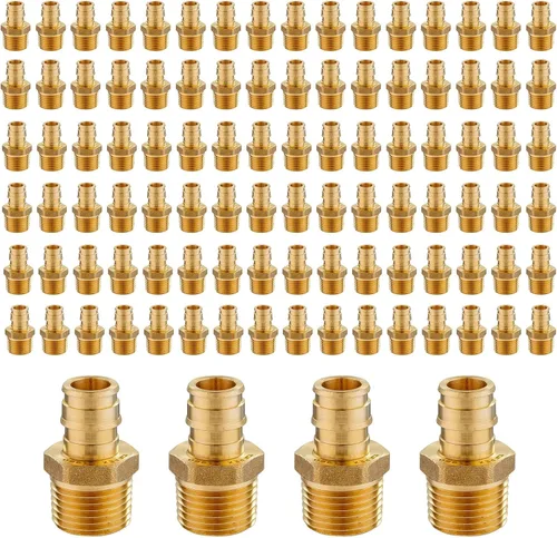 Miniatura 15 de Paquete de 5 accesorios de expansión Seelink PEX-A, adaptador NPT roscado macho de 1/2 x 3/4 pulgadas, accesorio de tubería de expansión de latón