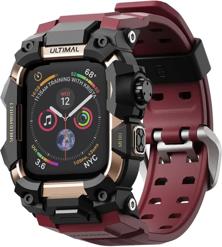 Miniatura 40 de ULTIMAL - Funda resistente con correa para Apple Watch 49mm, compatible con Apple Watch Ultra 3/2/1, cubierta protectora a prueba de golpes de grado