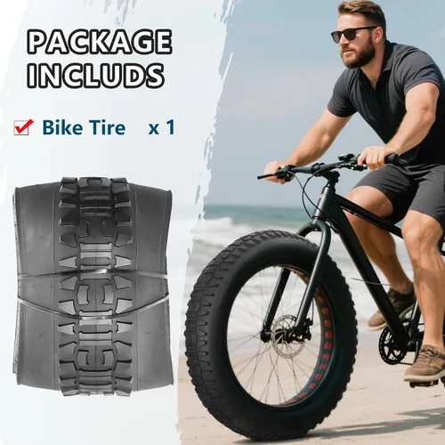 Miniatura 6 de 20x4.0 26x4.0 pulgadas Fat Bike Neumáticos MTB Bicicletas Reemplazo para Mountain Snow All Terrian Trail Bicicletas Triciclo Negro 1 Neumático