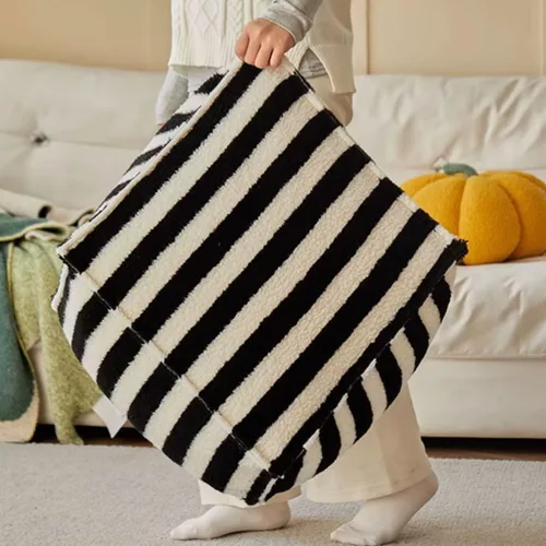 Miniatura 4 de EYPKPL Cómodo sofá perezoso cuadrado a rayas, suave sofá perezoso, taburete bajo, respaldo para dormitorio, hogar, puf, tatami con relleno, sofá