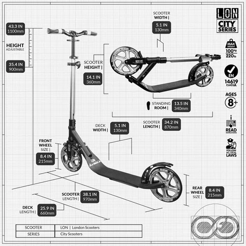 Miniatura 7 de Crazy Skates Patinete plegable para adultos, adolescentes y niños con correa de transporte - Plegable rápido, manubrio ajustable y ligero
