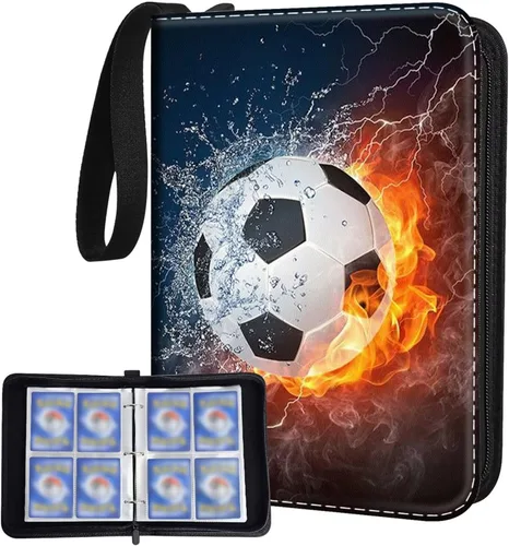 Miniatura 10 de Carpeta de Tarjetas de Fútbol con 900 Bolsillos con 50 Fundas Removibles, Carpeta Portátil para Tarjetas Deportivas de Intercambio, Álbum