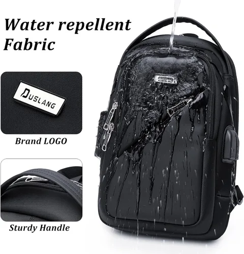 Miniatura 5 de DUSLANG Mochila de hombro para senderismo, bolsa cruzada para hombres, bolsas de pecho con puerto de cargador USB para campamento casual, ciclismo