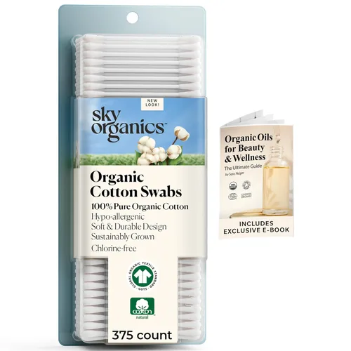 Miniatura 6 de Sky Organics - Hisopos de algodón orgánico para bebés, 180 ct. - Consejos ultra suaves seguros para bebés - Fuerte y duradero - Hipoalergénico - Sin