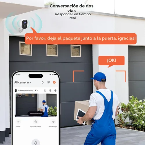 Miniatura 7 de Dzees Cámaras de seguridad inalámbricas para exteriores 2K, cámaras de vigilancia WiFi alimentadas por batería con detección de movimiento AI, foco