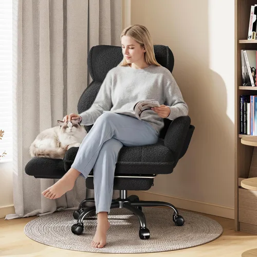 Miniatura 7 de DurayLoly Silla de oficina grande y alta con brazos y respaldo ajustables, silla de oficina ergonómica con reposapiés y tela cómoda para oficina