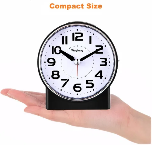 Miniatura 6 de Reloj despertador analógico sin tictac de 4.3 pulgadas, lectura silenciosa para personas mayores, fácil de configurar, alarma de aumento gradual
