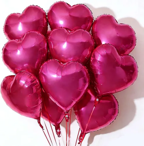 Miniatura 23 de 10 globos rojos de aluminio con forma de corazón de 18 pulgadas, globos de Mylar para baby shower, boda, decoraciones de San Valentín, globos