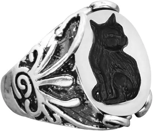 Miniatura 4 de Vintage Look 10pcs Lot Cat Cameo Anillos para las Mujeres Antiguo Plata Real Plateado Diseño Tamaño Mezclado Personalizado Joyería de Moda, Metal
