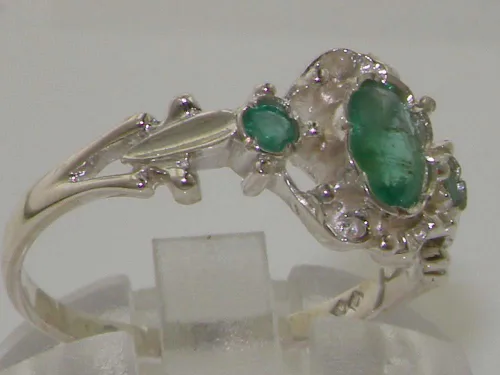 Miniatura 3 de Anillo de plata de ley 925 auténtica esmeralda para mujer