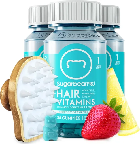 Miniatura 10 de Sugarbear Hair - Gomitas de vitamina para el cabello, suministro de 2 meses, biotina de fuerza extra 6000mcg, crecimiento para hombres y mujeres