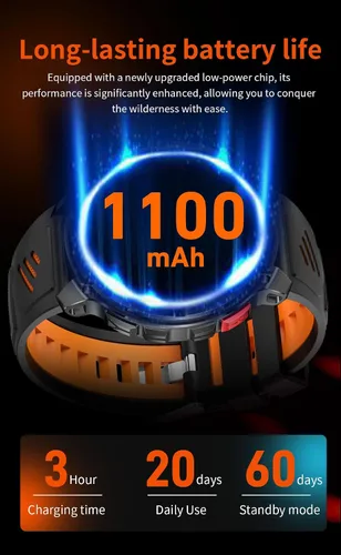 Miniatura 9 de Relojes inteligentes múltiples modos deportivos para hombres con linterna, reloj inteligente para Android y iPhone, pantalla táctil HD de 1.7 Negro