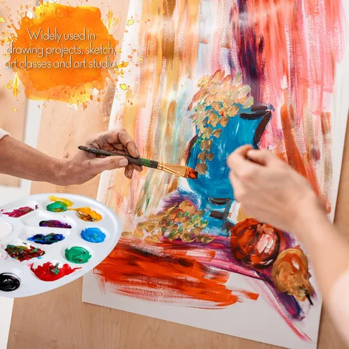 Miniatura 7 de FANDAMEI Bandeja de Pintura Oval, Bandeja de Pintura de Plástico, Paleta de Pintura, Bandejas de Pintura con Orificio para Pulgar para Adultos