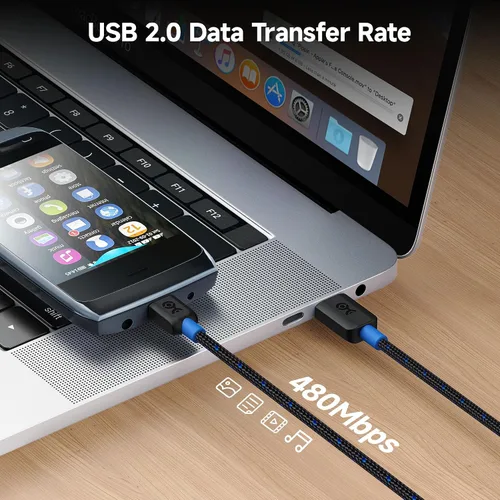 Miniatura 3 de Cable Matters Cable trenzado USB C a micro USB – 3.3 pies, [carga de 3A/15 W, datos de 480 Mbps] cable microUSB a USBC, cable Micro-B 2.0