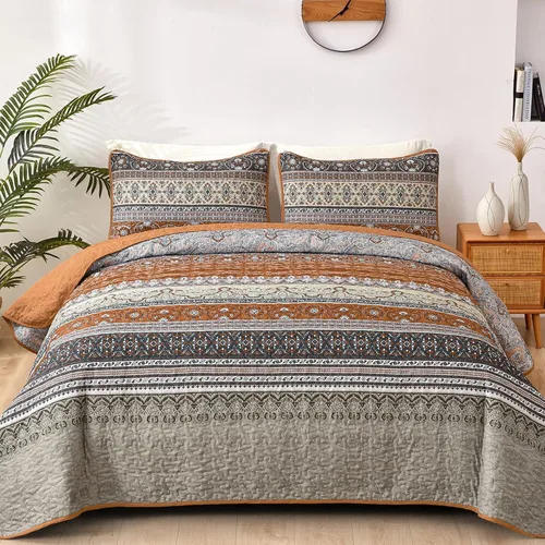 Miniatura 9 de WONGS BEDDING Juego de edredón bohemio tamaño Queen, juego de ropa de cama bohemio negro, colcha ligera para decoración de cama para todas