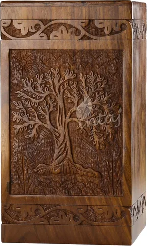 Urna de cremación de madera tallada a mano para cenizas humanas, diseño de árbol de la vida, capacidad de 115 libras, adecuada para hombres y Árbol