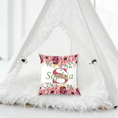 Miniatura 5 de Funda de almohada con nombre, funda de almohada personalizada con flores, funda de almohada cuadrada, regalos de cumpleaños para mamá, sofá, cama
