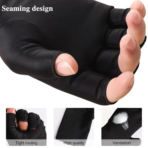 Miniatura 4 de Pimoys Guantes UV para manicura de gel UPF50+ Guantes de protección solar sin dedos para lámpara de uñas de gel, guantes de conducción para mujeres