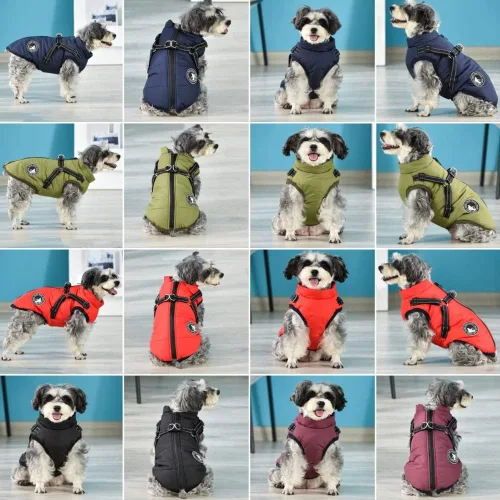 Miniatura 5 de Jinpet - Abrigo con arnés reflectante de invierno para perro, tela polar impermeable, chaqueta con cremallera, para cachorros, perros pequeños, Verde