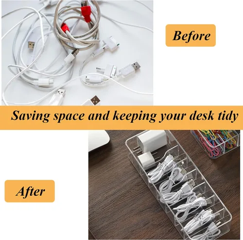 Miniatura 3 de YAYODS Paquete de 4 cajas organizadoras de cables con tapa, caja organizadora de cables transparente con 40 bridas de alambre, organizador