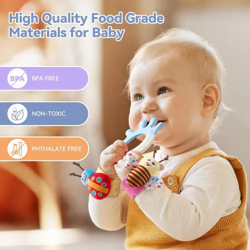 Miniatura 2 de 15 sonajeros para bebés de 0 a 6 meses, sonajeros de bebé sin BPA de 0 a 3, 6 a 12 meses para recién nacidos, juguetes suaves de dentición, juguetes