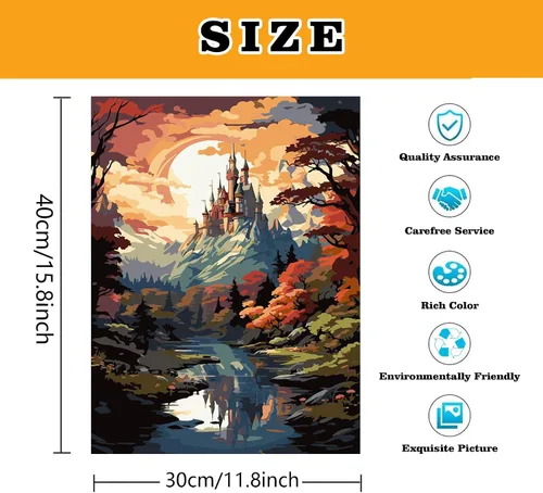 Miniatura 3 de Meothan Kits de pintura por números, pintura por números para adultos principiantes, kits de pintura de castillo de acuarela por números en lienzo 1