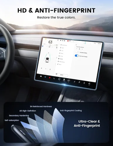 Miniatura 6 de Lamicall Protector de pantalla para Tesla Model Y Juniper 2025 y Model 3 (2024-2026) de 15.4 pulgadas, antiarañazos y huellas dactilares, paquete