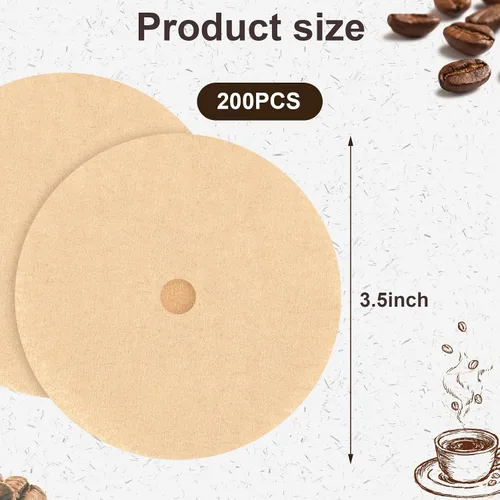 Miniatura 2 de 200 piezas de filtros de café en disco, filtros de café percolador natural de 3.5 pulgadas para cafetera percoladora y canasta de fondo plano
