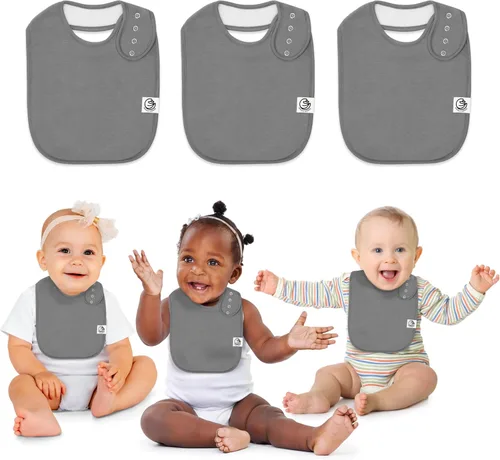 Miniatura 17 de Organic Cotton Baby Bibs for Drooling & Teething – Soft, Ultra Absorbent Baby Bib Set for Boys & Girls, 3-Pack Baberos blancos