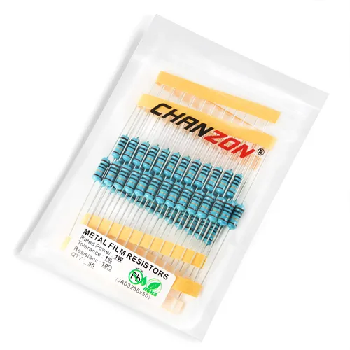 Miniatura 7 de Chanzon 50 piezas 1 W 10 Ω ohm Resistencia de película metálica fija de tolerancia 0.01 ±1% 10R MF Resistencias de agujero pasante con limitación