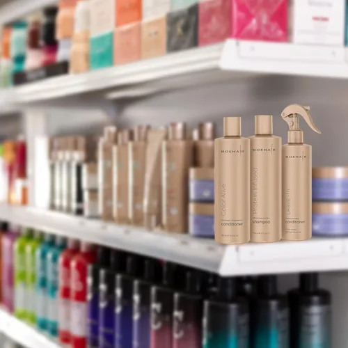 Miniatura 7 de MOEHAIR Paquete de trío: champú con infusión de proteínas + acondicionador Color Alive y acondicionador sin enjuague (12 onzas líquidas cada uno)