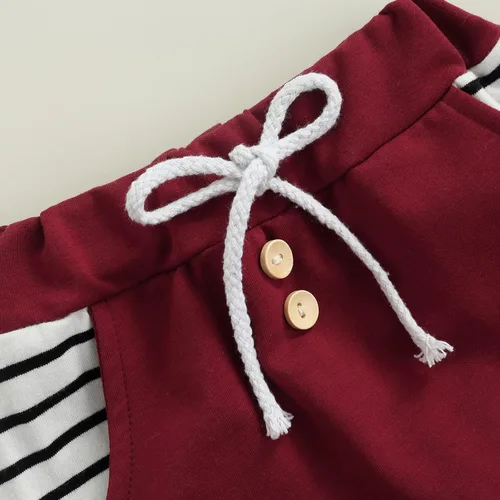 Miniatura 13 de Conjunto de ropa casual de manga corta con botones y pantalones cortos de lino para bebés y niños pequeños