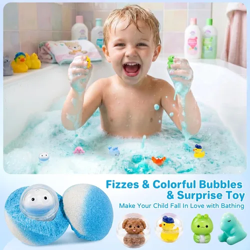Miniatura 3 de Bombas de baño para niños con sorpresa en el interior, paquete de 24 bombas de baño para niños con juguetes en el interior, juego de regalo de baño