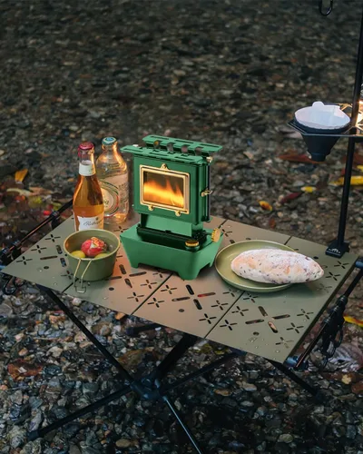 Miniatura 5 de Linterna de aceite para camping, lámpara de aceite con estufa de cocina, lámpara de combustible para exteriores, lámpara de aceite portátil, Verde