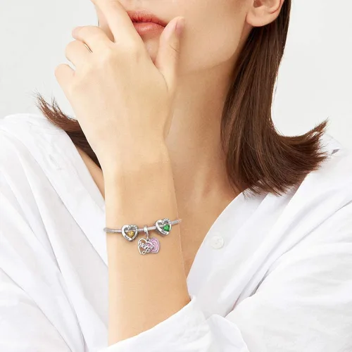 Miniatura 4 de SEVENWELL Dijes familiares para Pandora, plata de ley 925 con forma de corazón y flores para pulsera, mamá, hermana, hija, esposa, nana, mejor amiga