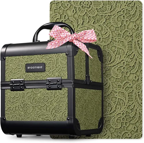 Miniatura 10 de BYOOTIQUE estuche rodante para maquillaje 4 en 1, con cerradura, maletín tipo trolley para cosméticos, con 4 ruedas extraíbles, organizador de viaje
