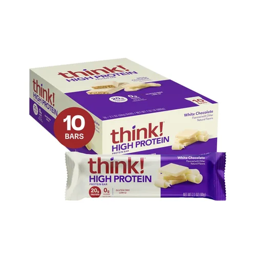 Miniatura 21 de Think! Barras de proteína, sin gluten, barra energética sin azúcar con aislado de proteína de suero, Creamy Peanut Butter, barras nutricionales, sin